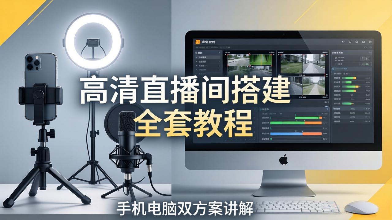 高清直播间搭建全套教程，手机电脑双方案讲解，设备选型调试多机位实操教学插图