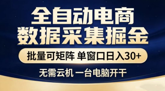 独家电商数据全自动采集项目,批量可矩阵,单窗口轻松日入3张+【揭秘】插图 独家电商数据全自动采集项目,批量可矩阵,单窗口轻松日入3张+【揭秘】